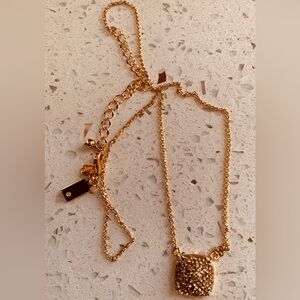 Elegant KATE SPADE Gold Necklace with SPARKLING CRYSTALS Pendant with extender